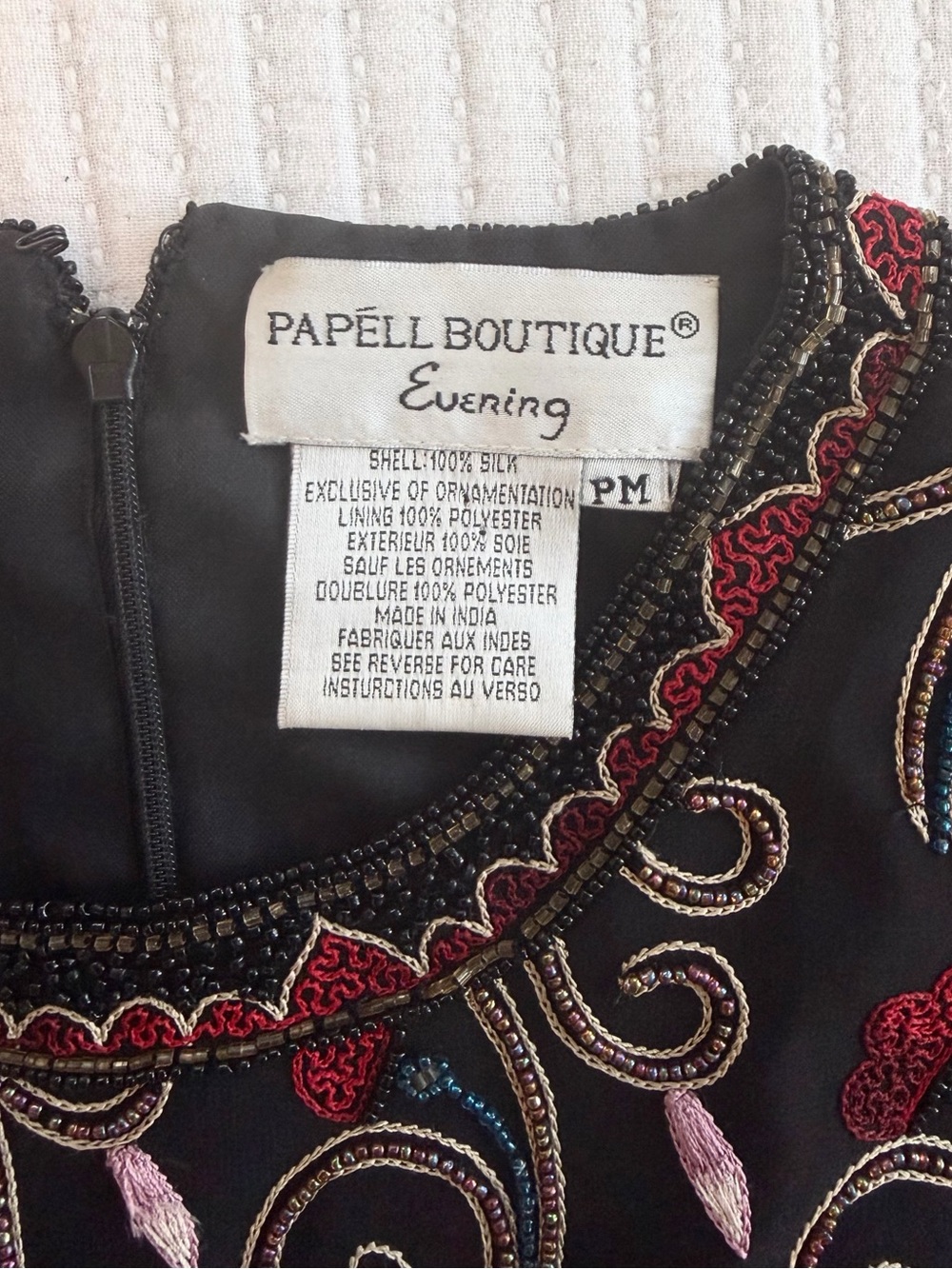 Vintage 100% Silk Embroidered & Beaded Floral Cropped Top by Papell Boutique - Picture 4 of 8